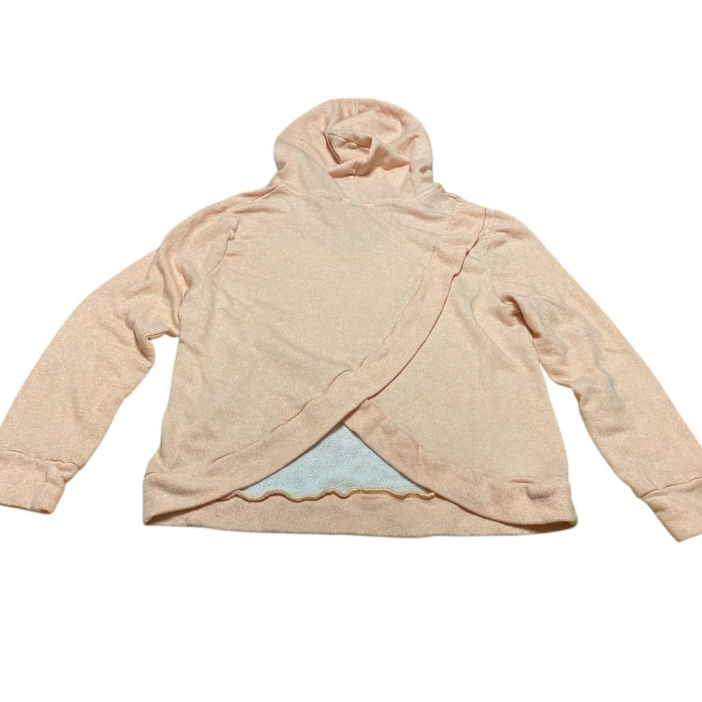 Derek Heart Peach Hoodie with 'LOVE' Graphic Women’s Size L Long Sleeve Top - Picture 8 of 10